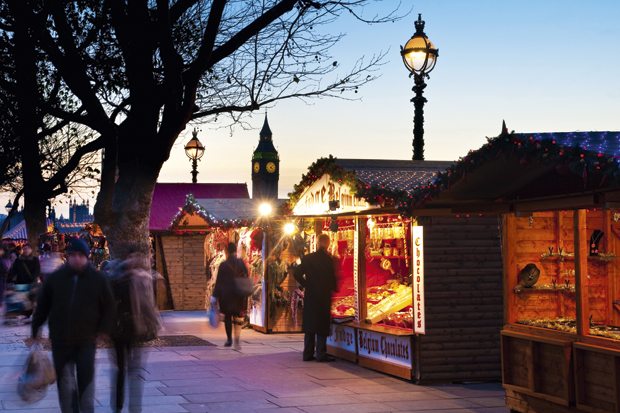 london southbank christmas market with views big ben london eye