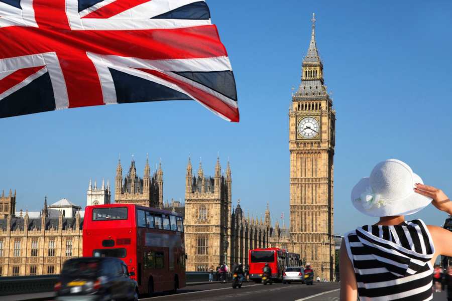 12304347 Big Ben With Flag Of England, London, Uk