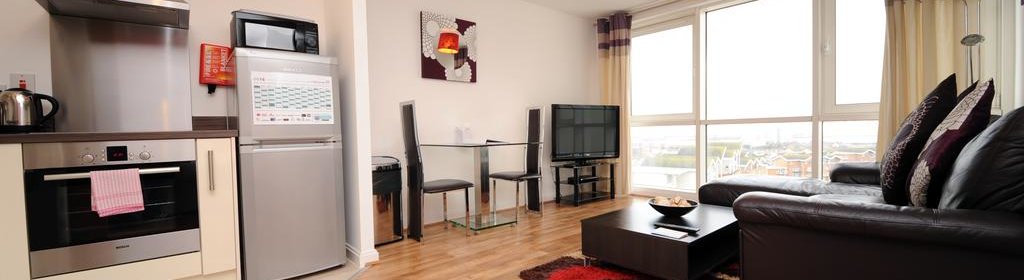 City Centre Serviced Apartments Cardiff - Corporate Short Let Accommodation Cardiff with Pool, Gym, Sauna, Parking, Lift & Balcony | Urban Stay