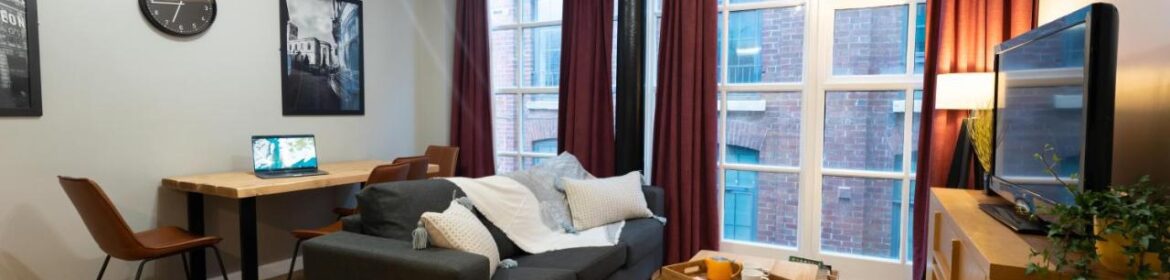 Executive Apartments Manchester, a boutique aparthotel in Manchester's Northern Quarter, offers stylish 1-bedroom apartments with unique warehouse features, free Wi-Fi, and complimentary laundry facilities. Book Now!
