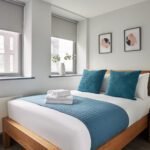 Short Let Apartments Wembley Jenga Court  has Lounge with a sofa and Smart TV for relaxation, and enjoy fully-equipped kitchens. Contact us. (0)208691 3920.