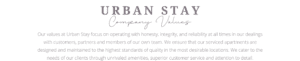 Urban Stay Company Values overview