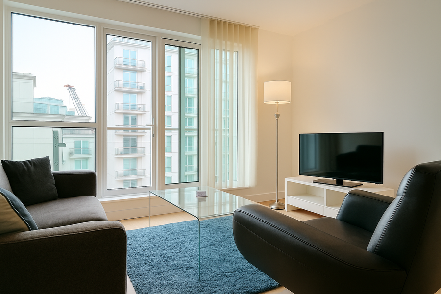 Vauxhall Serviced Accommodation For Leisure Stays | Urban Stay Book-Vauxhall-Serviced-Accommodation-located-near-The-London-Eye-&-Vauxhall-Tube-Station.-Vauxhall-Apartments-features-a-flat-screen-TV.