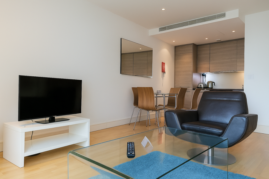 Vauxhall Serviced Accommodation For Leisure Stays | Urban Stay Book-Vauxhall-Serviced-Accommodation-located-near-The-London-Eye-&-Vauxhall-Tube-Station.-Vauxhall-Apartments-features-a-flat-screen-TV.