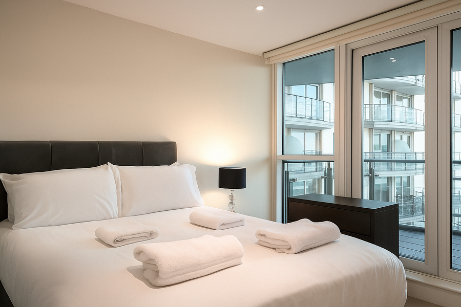 Vauxhall Serviced Accommodation London City | Urban Stay Stay-at-our-Vauxhall-Serviced-Accommodation-in-St-George's-Wharf.-Modern-riverside-apartments-near-transport,-landmarks,-and-business-hubs.