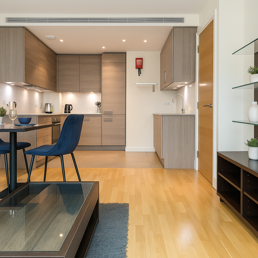 Vauxhall Serviced Accommodation For Leisure Stays | Urban Stay Book-Vauxhall-Serviced-Accommodation-located-near-The-London-Eye-&-Vauxhall-Tube-Station.-Vauxhall-Apartments-features-a-flat-screen-TV.