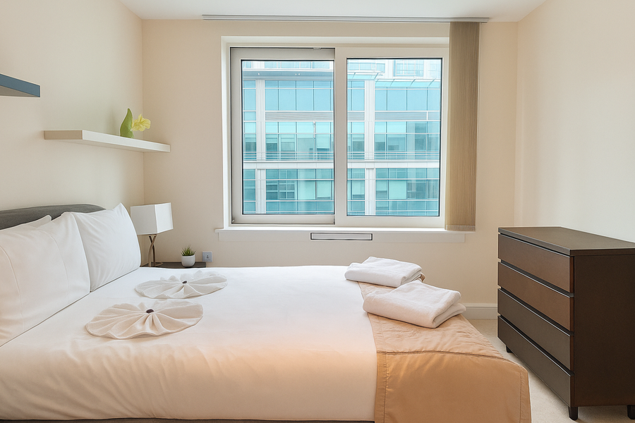 Vauxhall Serviced Accommodation For Leisure Stays | Urban Stay Book-Vauxhall-Serviced-Accommodation-located-near-The-London-Eye-&-Vauxhall-Tube-Station.-Vauxhall-Apartments-features-a-flat-screen-TV.