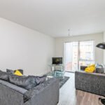 Book Manchester City Centre accommodation at Halo House. Modern short let serviced apartment near Northern Quarter and Victoria Station.