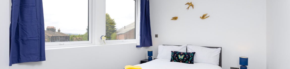Book stylish Yorkshire Holiday Rentals in Yeadon. Modern 2-bedroom apartments with kitchens, free Wifi, parking, and easy access to Leeds Airport.