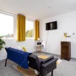 Book stylish Yorkshire Holiday Rentals in Yeadon. Modern 2-bedroom apartments with kitchens, free Wifi, parking, and easy access to Leeds Airport.