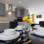 Book stylish Yorkshire Holiday Rentals in Yeadon. Modern 2-bedroom apartments with kitchens, free Wifi, parking, and easy access to Leeds Airport.